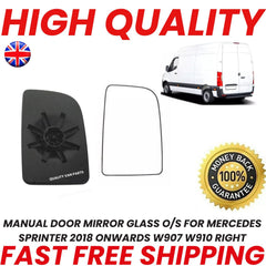 MANUAL DOOR MIRROR GLASS O/S FOR MERCEDES SPRINTER 2018 ONWARDS W907 W910 RIGHT
