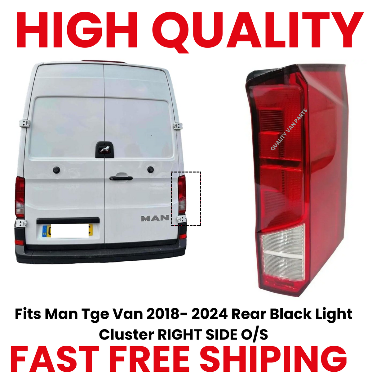 Fits Man Tge Van 2018- 2024 Rear Black Light Cluster RIGHT SIDE O/S