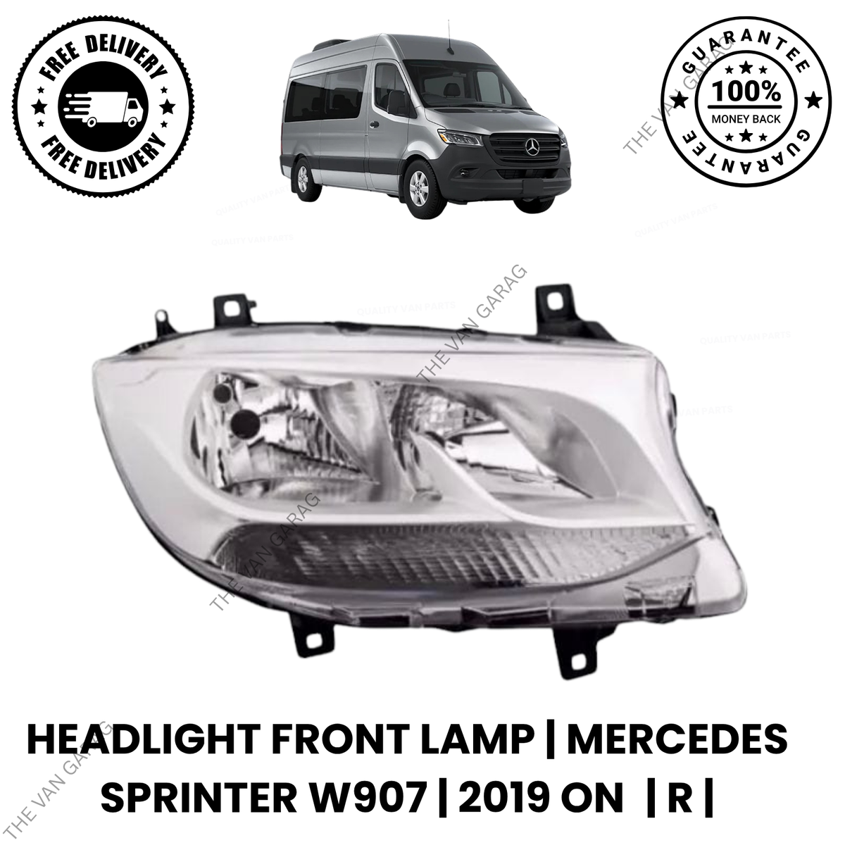 Front Headlight Lamp Right Side for Mercedes Sprinter W907 W910 2019+ O/S