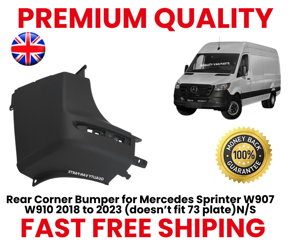 Left Rear Corner Bumper for Mercedes Sprinter W907 W910 2018 onward Nearside N/S - Grey