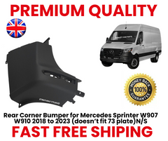 Left Rear Corner Bumper for Mercedes Sprinter W907 W910 2018 onward Nearside N/S - Grey
